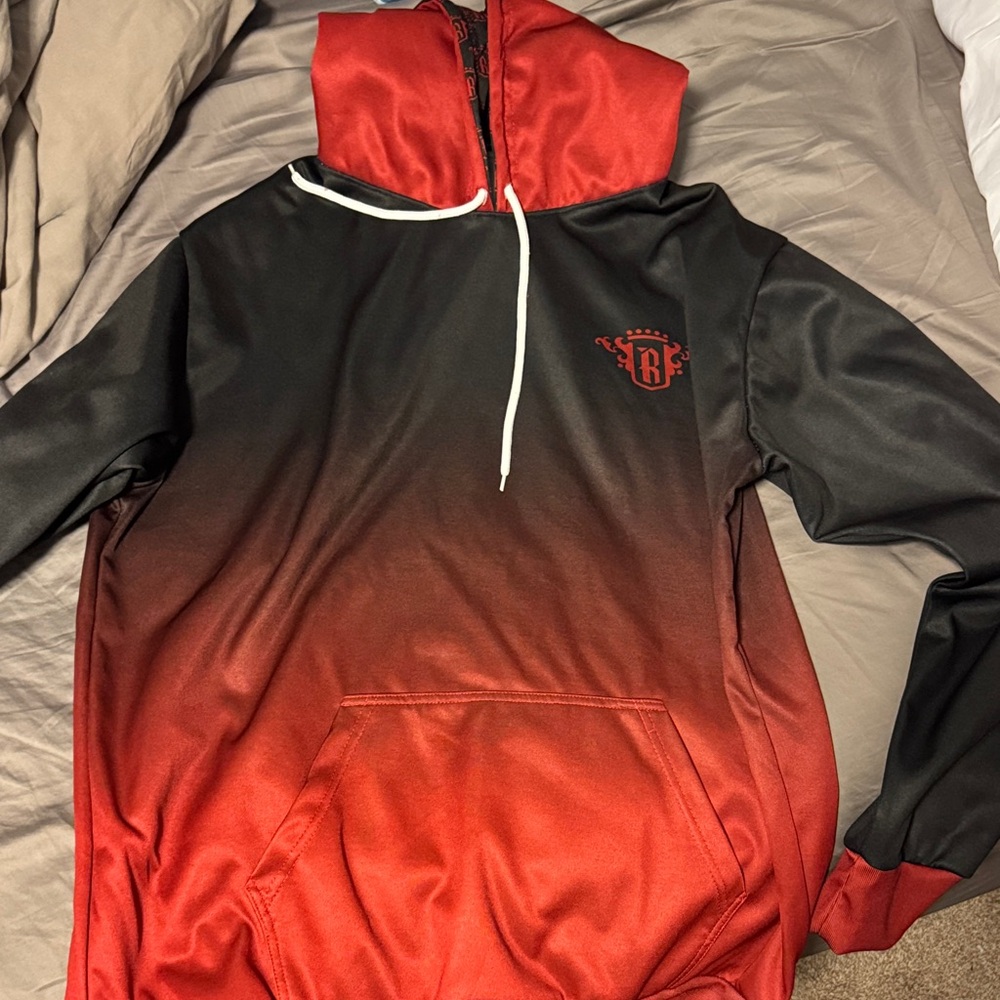 Men's Red to Black Ombre Hoodie Sweatshirt